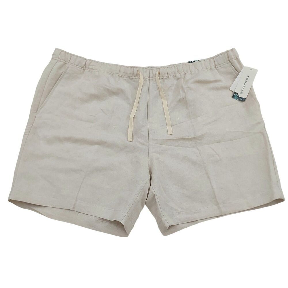 Cubavera  Linen Blend 7" Shorts Mens XXL Beige Summer Coastal Travel Outdoor
